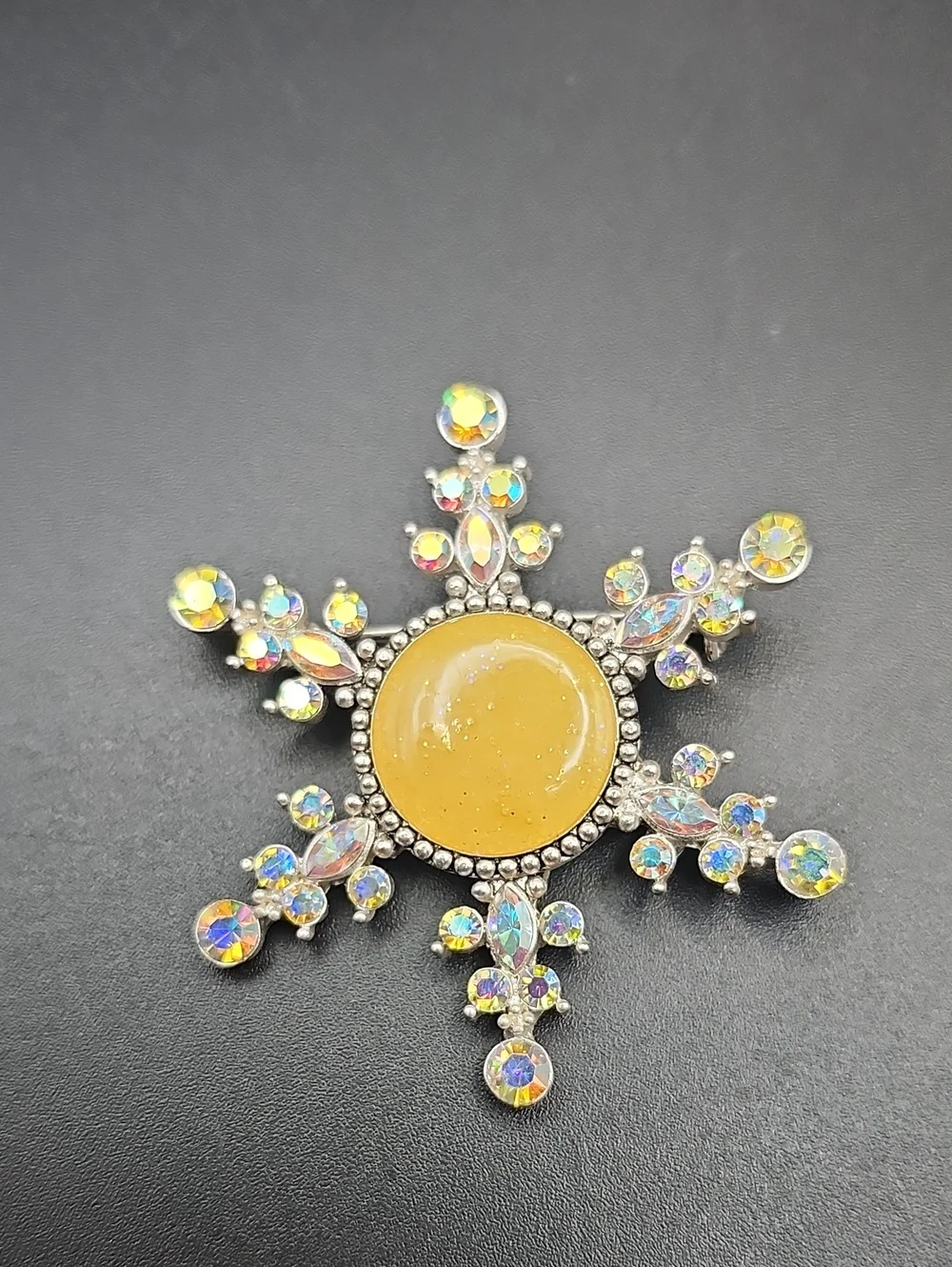 Aurora Yellow Starburst Crystal Brooch